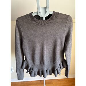 Anthropologie dRA Los Angeles Large Gray Peplum Ruffle Sweater Modern Feminine